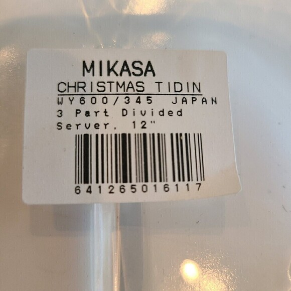 New Mikasa Crystal Christmas Tiding Holly 3 part Divide Serving Platter Tray 12" - Picture 3 of 5